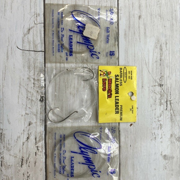 3 Vintage Olympic and Macks Lure Leaders for Classic Salmon and Trout Fishing - Picture 8 of 12